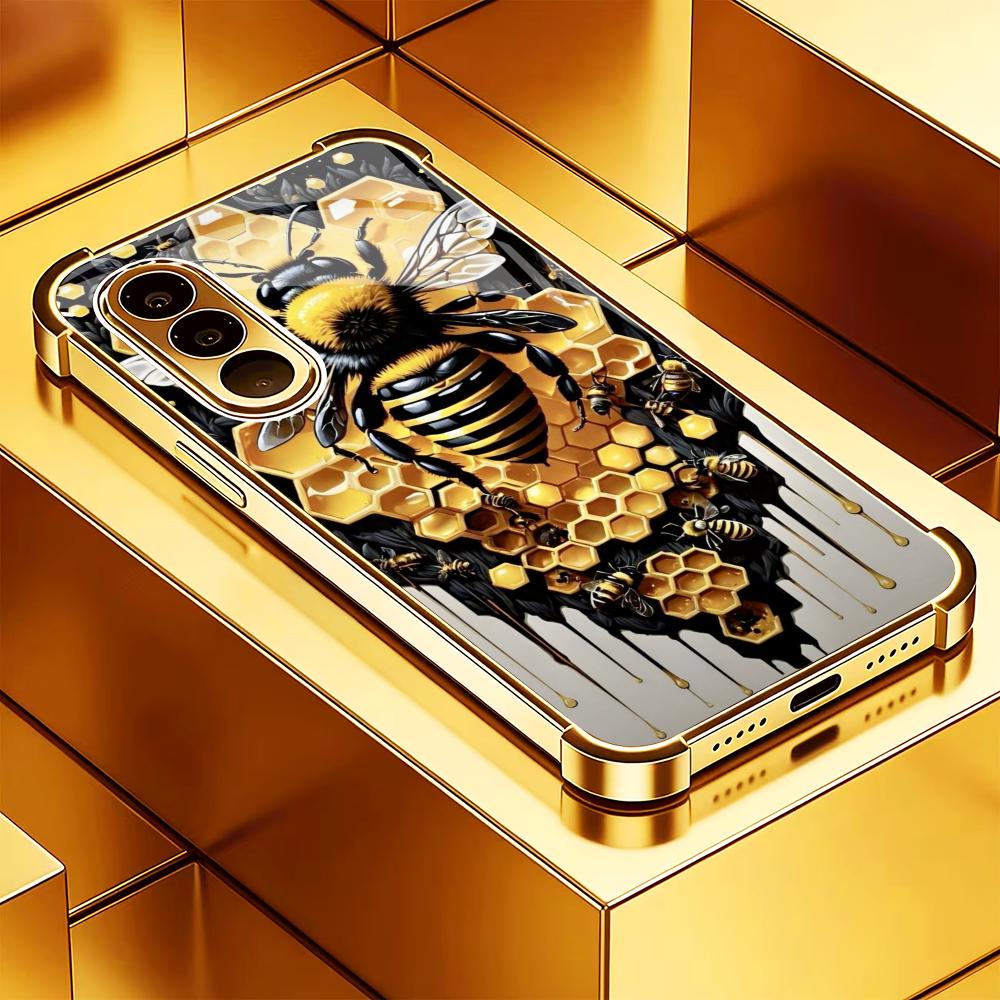 Pc Case Tempered Glass - Golden Bee Honeycomb Tempered Glass Fashion