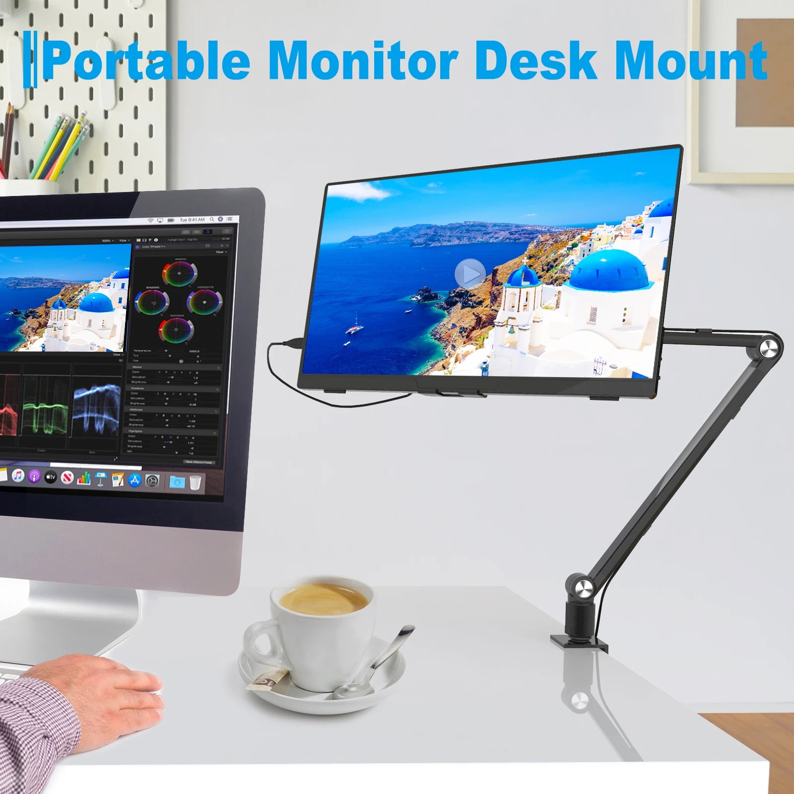 Dual Monitor Arm - 2025 Tablet Stand Holder for Ipad,Portable