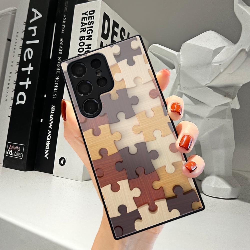 Pc Case Tempered Glass - Couple puzzle patterns Phone Case For