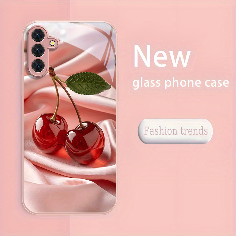 Simplified cherry patterned te - Pc Case Tempered Glass review and price