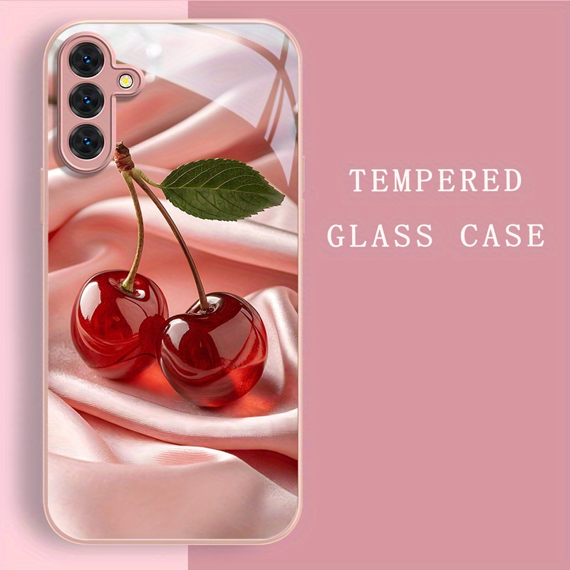 Simplified cherry patterned te - Pc Case Tempered Glass review and price