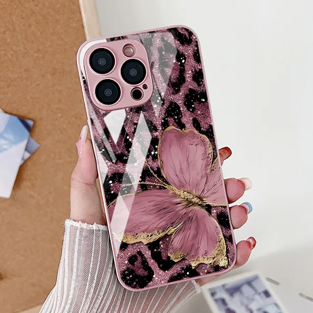 Butterfly Leopard Print Phone  - Pc Case Tempered Glass review and price