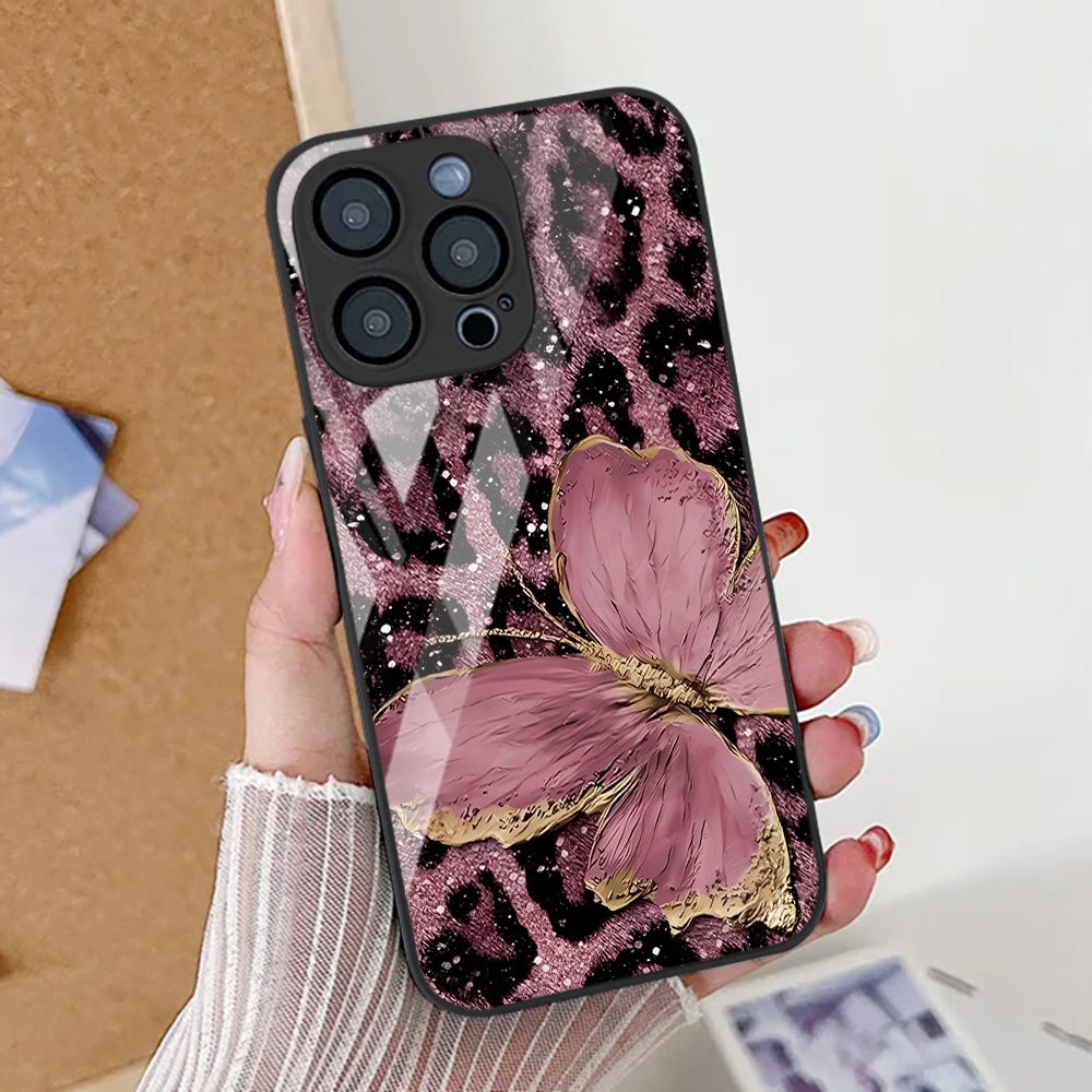 Butterfly Leopard Print Phone  - Pc Case Tempered Glass review and price