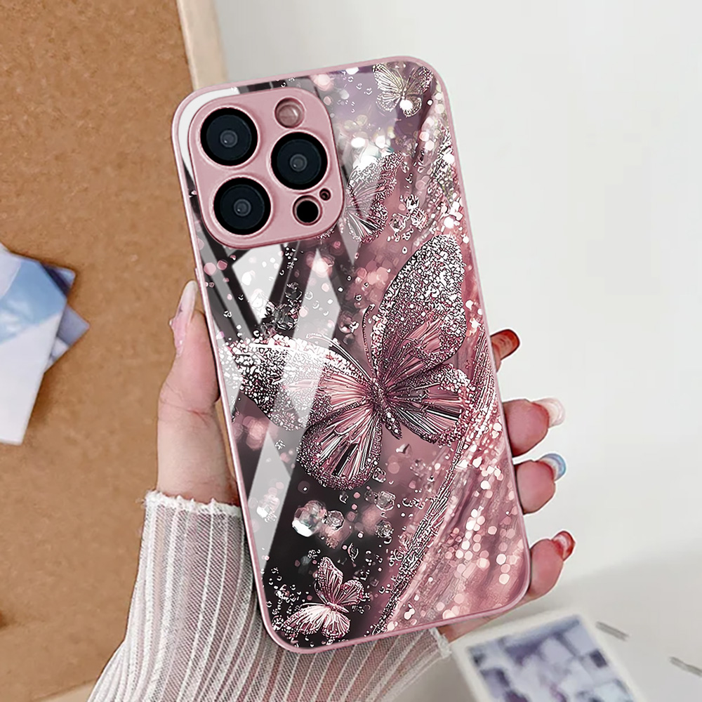 Butterfly Leopard Print Phone  - Pc Case Tempered Glass review and price
