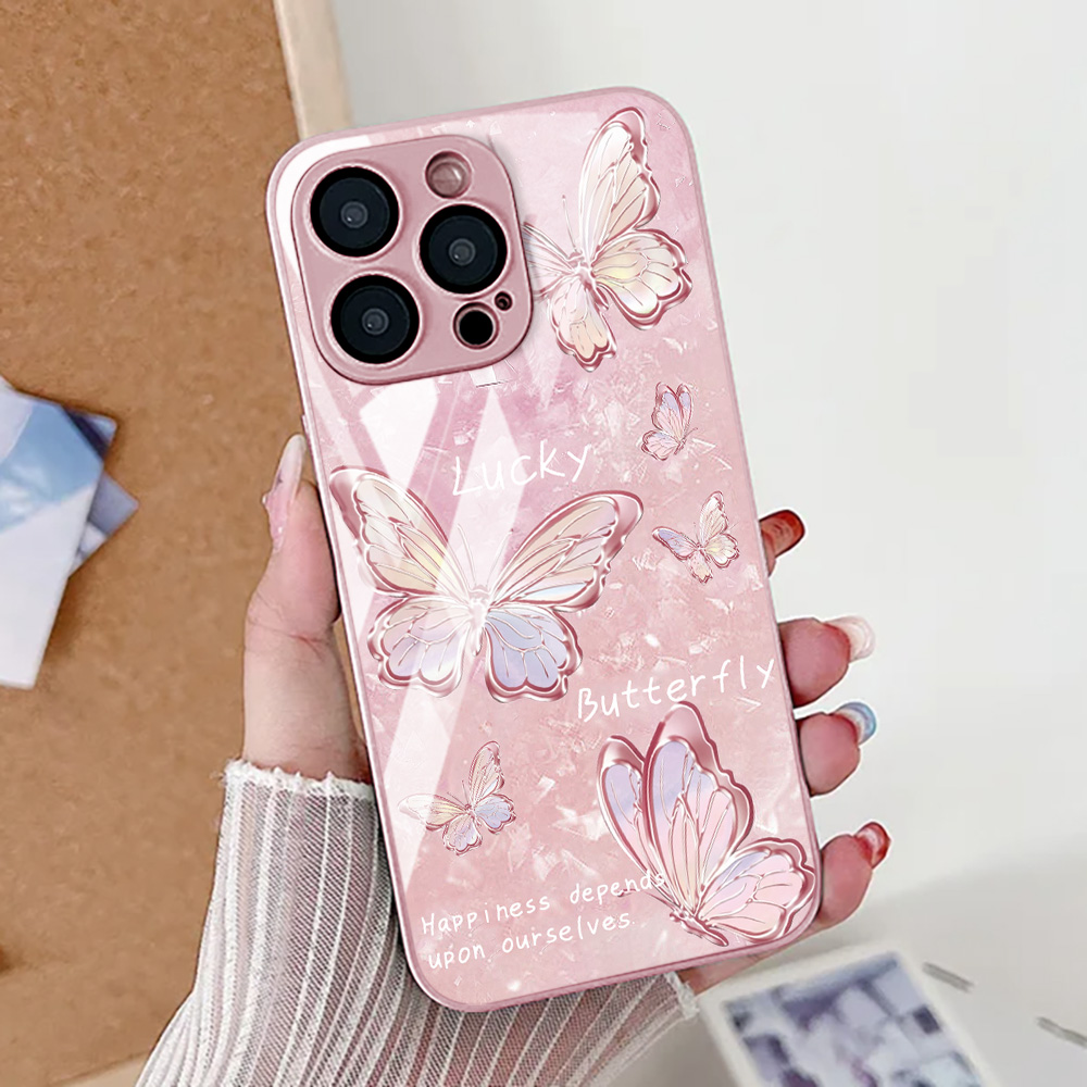 Butterfly Leopard Print Phone  - Pc Case Tempered Glass review and price