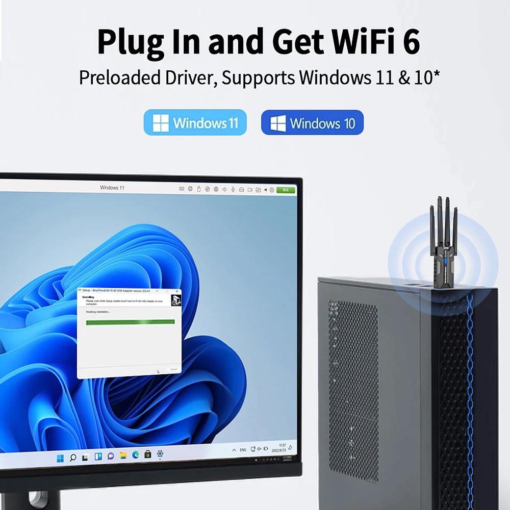 WiFi 6 USB 3 0 Adapter 1800 Mb - Pc Gaming Video review and price